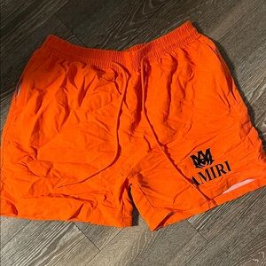 AMIRI Bright Orange Logo Swim Shorts